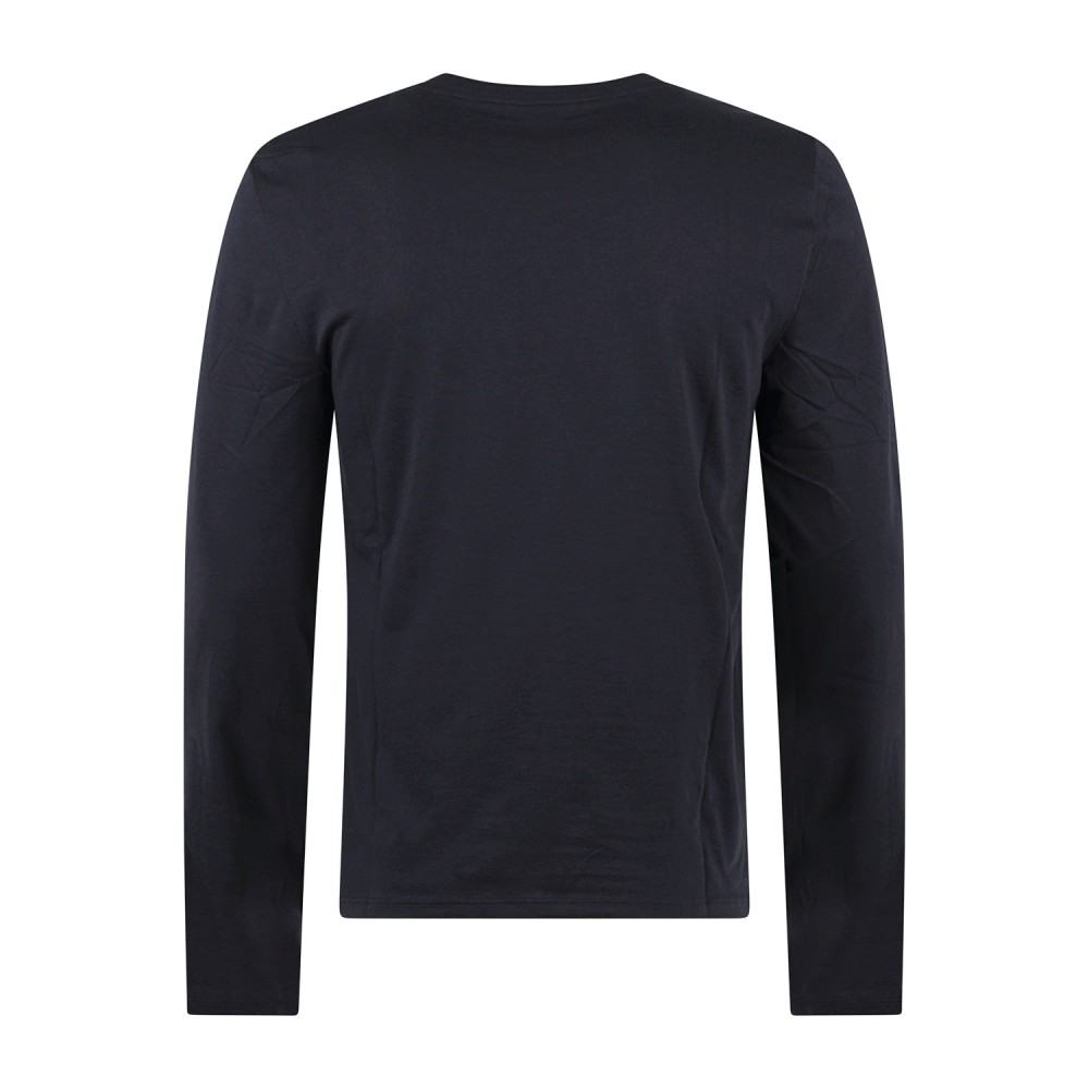 Armani Exchange - T-shirt blu con maniche lunghe in cotone regular fit per uomo