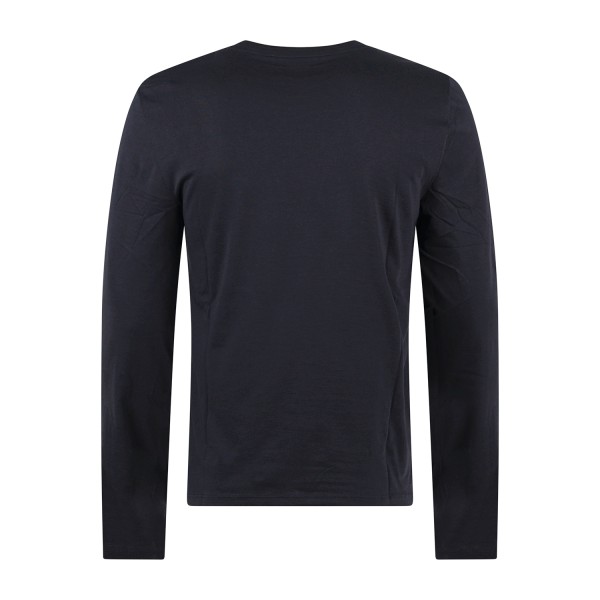 Armani Exchange - T-shirt blu con maniche lunghe in cotone regular fit per uomo
