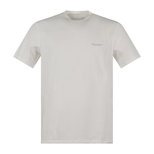 Armani Exchange - T-shirt bianca in cotone con stampa logo slim fit per uomo |