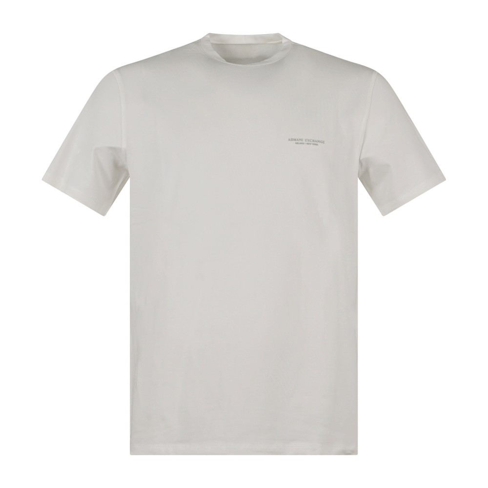 Armani Exchange - T-shirt bianca in cotone con stampa logo slim fit per uomo |