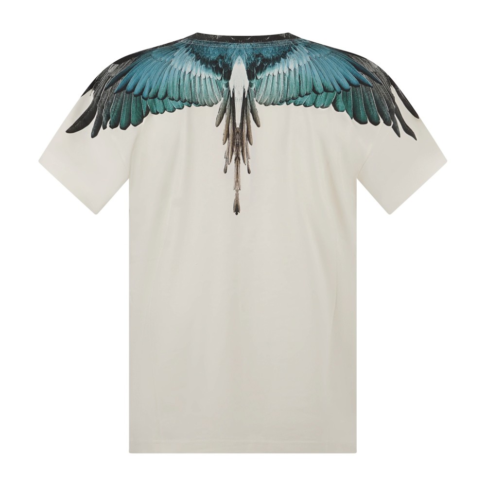 County Of Milan - T-shirt bianca in cotone con stampa ali verde per uomo |