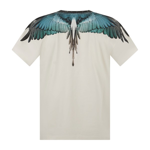 County Of Milan - T-shirt bianca in cotone con stampa ali verde per uomo |
