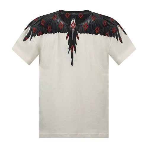 County Of Milan - T-shirt bianca in cotone con stampa ali nere per uomo | 2