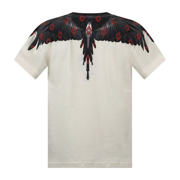 County Of Milan - T-shirt bianca in cotone con stampa ali nere per uomo |
