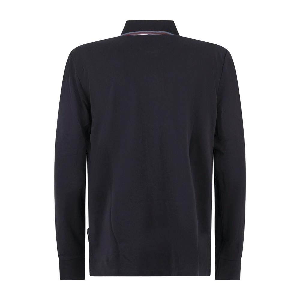 Armani Exchange - Polo blu manica lunga in piqué di cotone regular fit per uomo