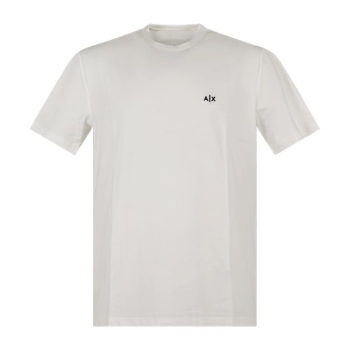 Armani Exchange - T-shirt bianca in cotone con ricamo logo regular fit per uomo