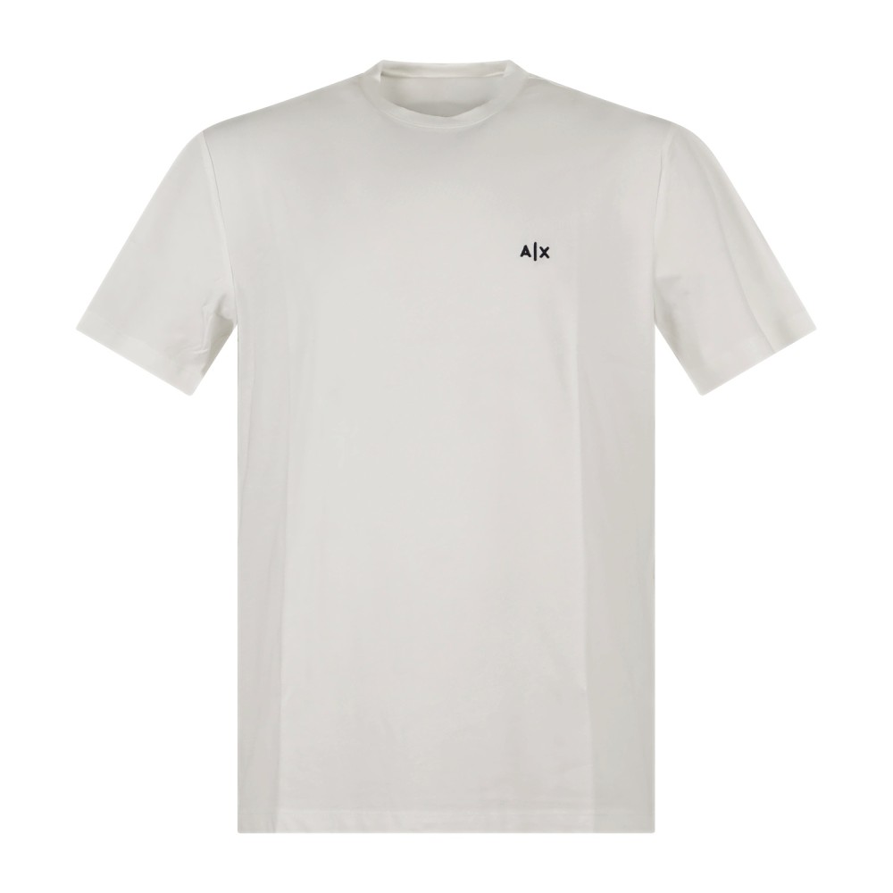 Armani Exchange - T-shirt bianca in cotone con ricamo logo regular fit per uomo