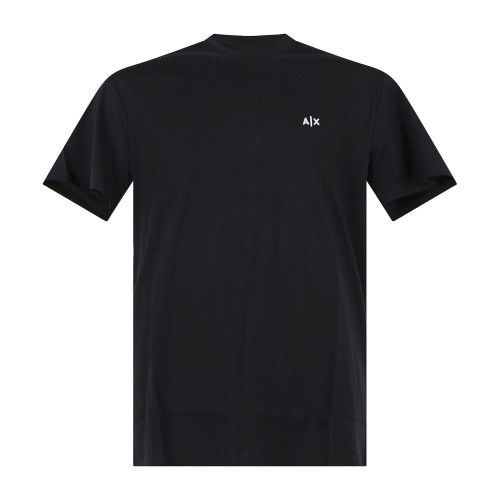 Armani Exchange - T-shirt blu in cotone con ricamo logo regular fit per uomo |