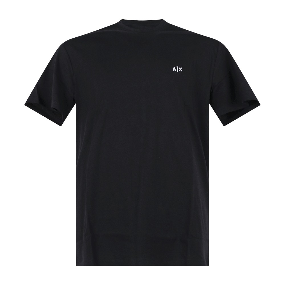 Armani Exchange - T-shirt blu in cotone con ricamo logo regular fit per uomo |