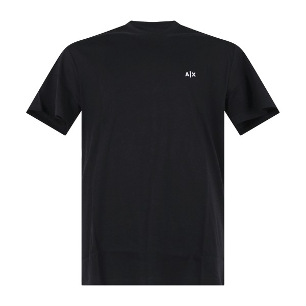 Armani Exchange - T-shirt blu in cotone con ricamo logo regular fit per uomo |