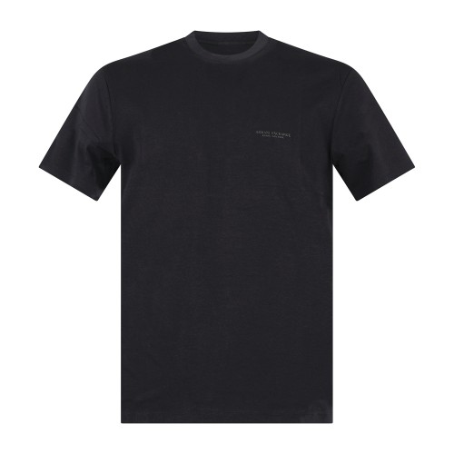 Armani Exchange - T-shirt blu in cotone con stampa logo slim fit per uomo |