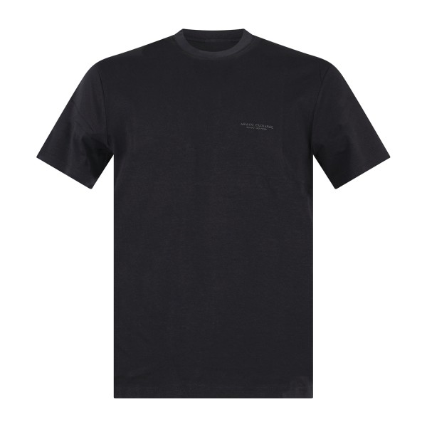 Armani Exchange - T-shirt blu in cotone con stampa logo slim fit per uomo |