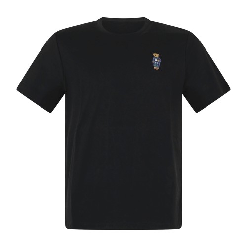 Polo Ralph Lauren - T-shirt nera con patch orsetto ricamato sul petto per uomo