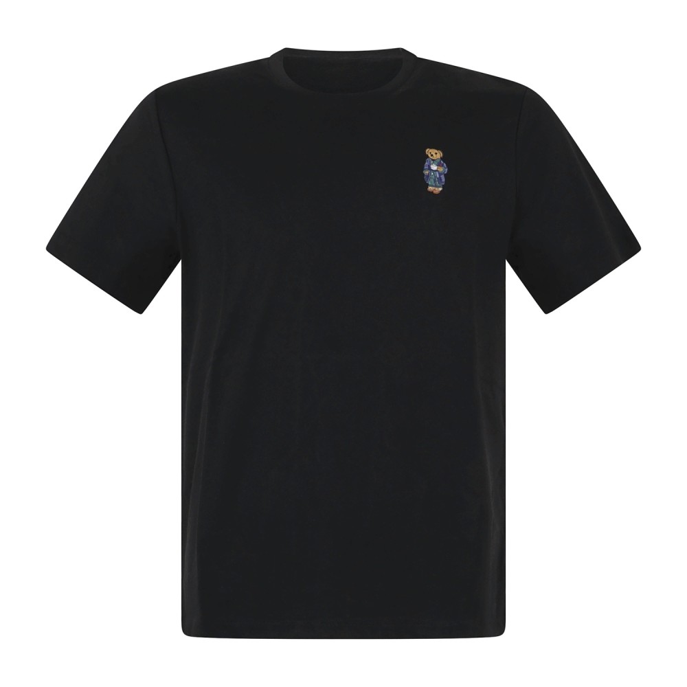 Polo Ralph Lauren - T-shirt nera con patch orsetto ricamato sul petto per uomo
