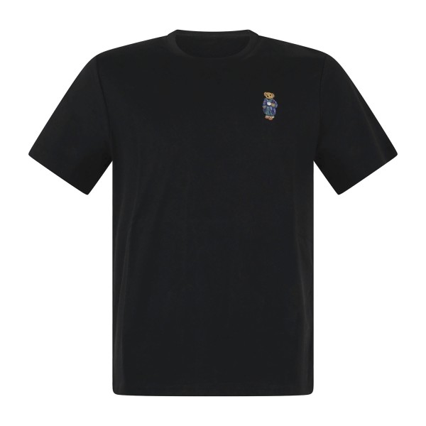 Polo Ralph Lauren - T-shirt nera con patch orsetto ricamato sul petto per uomo
