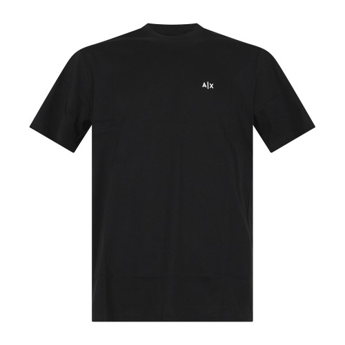Armani Exchange - T-shirt nera in cotone con ricamo logo regular fit per uomo |