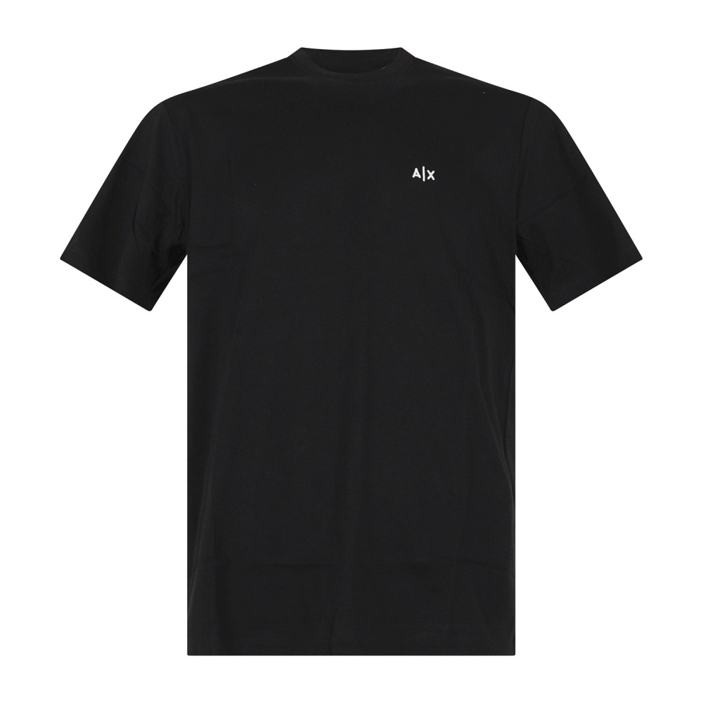 Armani Exchange - T-shirt nera in cotone con ricamo logo regular fit per uomo |
