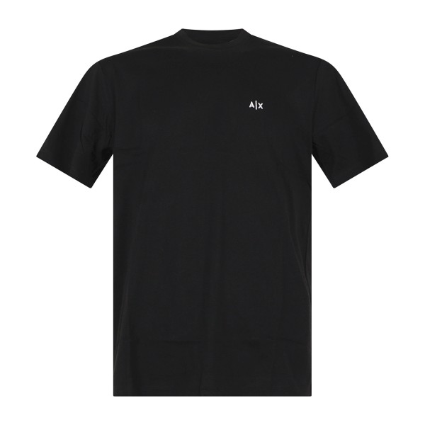 Armani Exchange - T-shirt nera in cotone con ricamo logo regular fit per uomo |