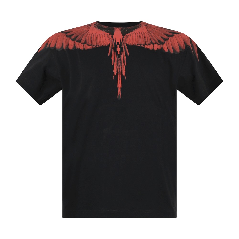 County Of Milan - T-shirt nera in cotone con stampa ali rosse per uomo |