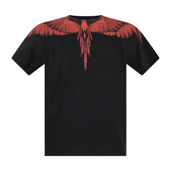 County Of Milan - T-shirt nera in cotone con stampa ali rosse per uomo |