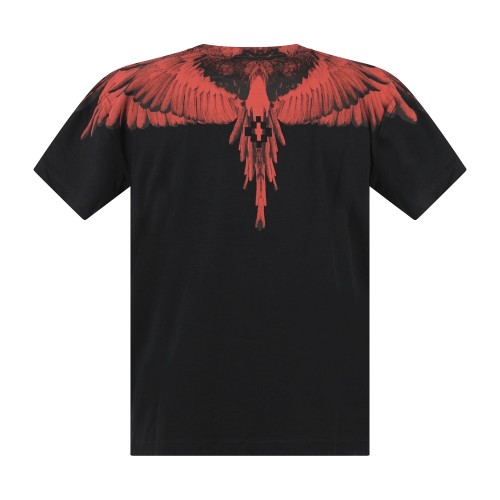 County Of Milan - T-shirt nera in cotone con stampa ali rosse per uomo | 2