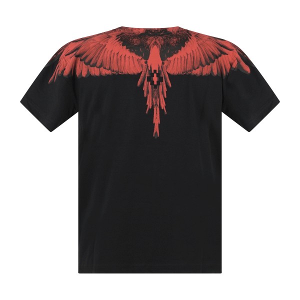 County Of Milan - T-shirt nera in cotone con stampa ali rosse per uomo |