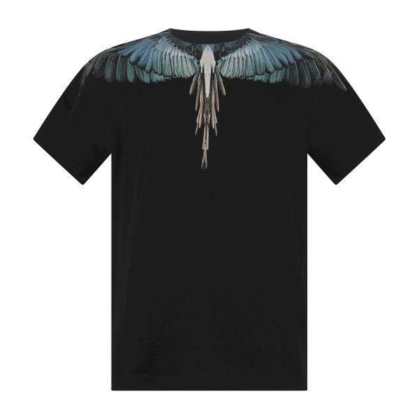 County Of Milan - T-shirt nera in cotone con stampa ali verde per uomo |