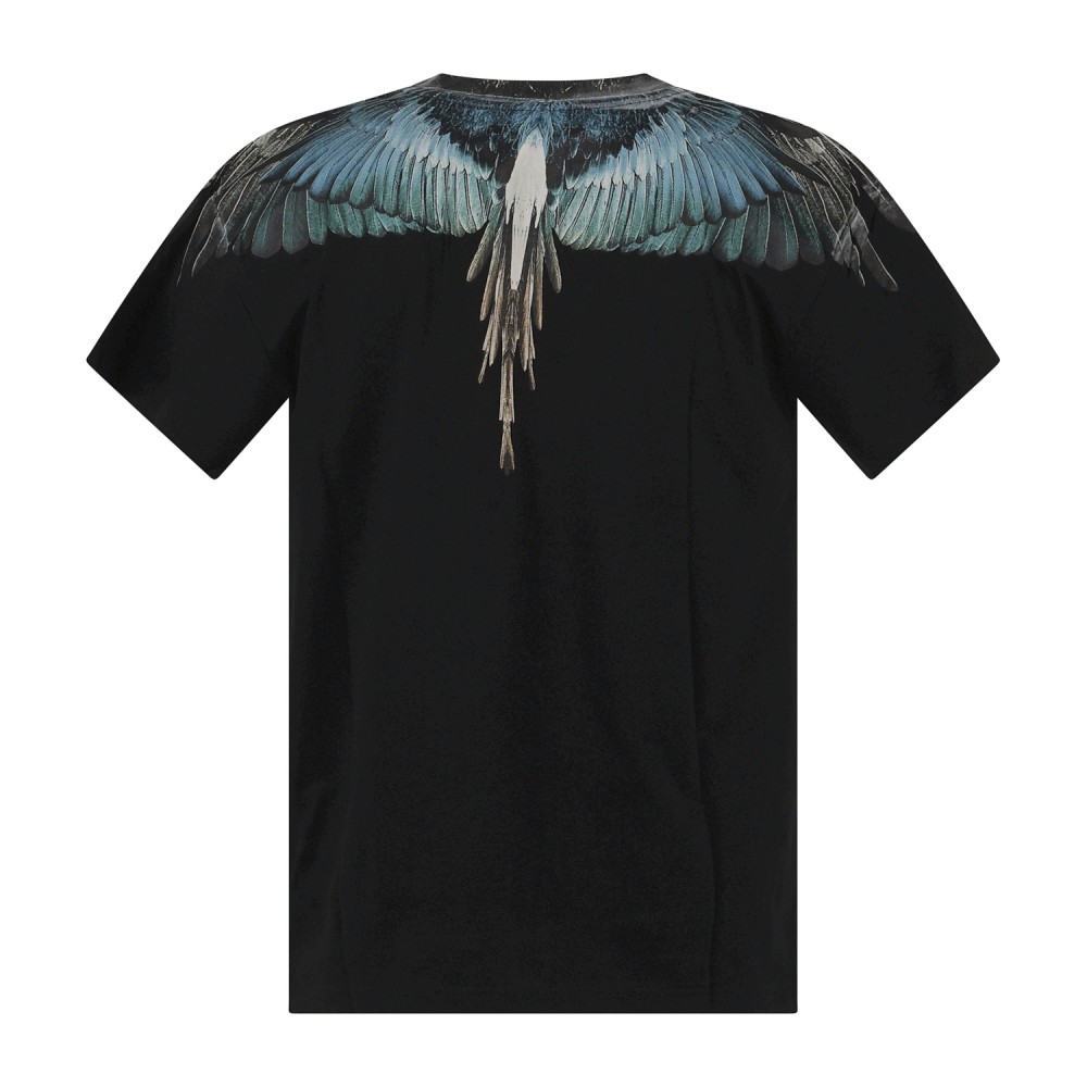 County Of Milan - T-shirt nera in cotone con stampa ali verde per uomo |