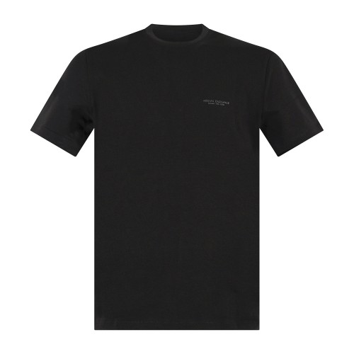 Armani Exchange - T-shirt nera in cotone con stampa logo slim fit per uomo |