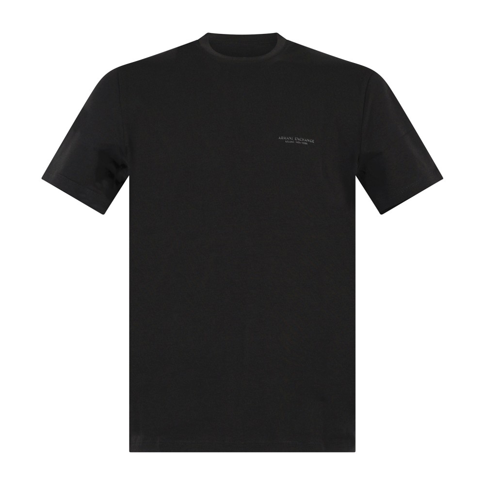 Armani Exchange - T-shirt nera in cotone con stampa logo slim fit per uomo |