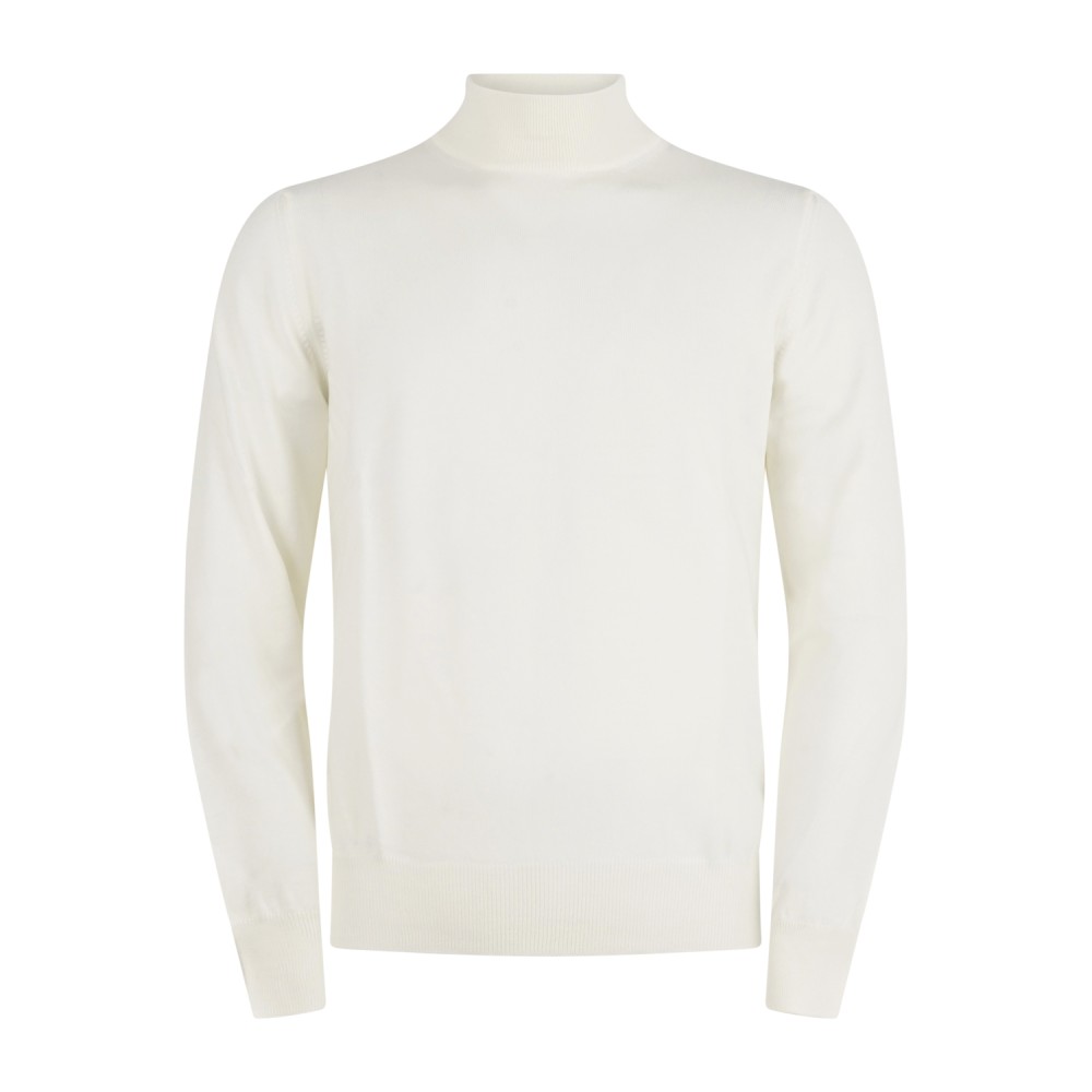 Gran Sasso - Lupetto bianco in lana extrafine merinos per uomo | lupo m/l 55155