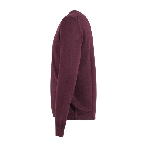 Gran Sasso - Maglione girocollo bordeaux in lana vergine tinto freddo per uomo 2