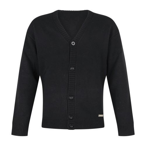 Richmond X - Cardigan nero in lana con logo ricamato regular fit per uomo |