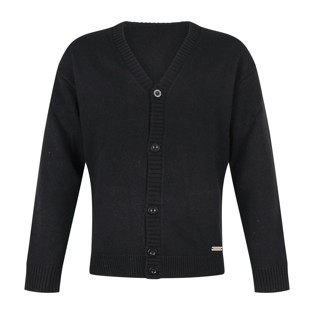 Richmond X - Cardigan nero in lana con logo ricamato regular fit per uomo |