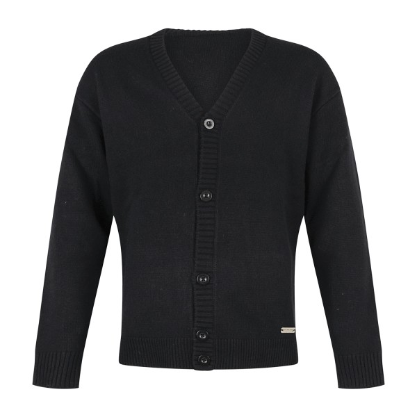 Richmond X - Cardigan nero in lana con logo ricamato regular fit per uomo |