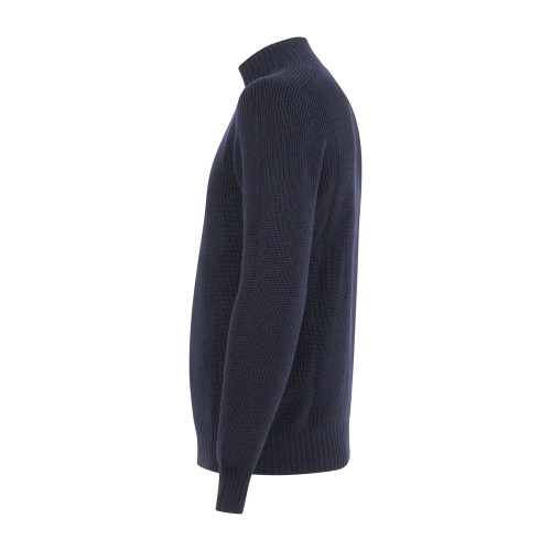 Gran Sasso - Lupetto blu in lana idrorepellente con lavorazione coste per uomo 2