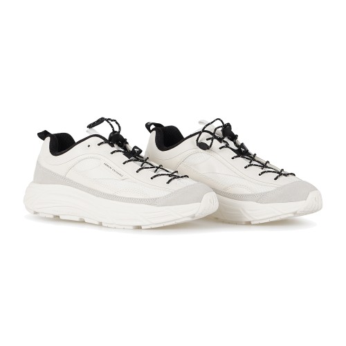 Armani Exchange - Sneakers bianca in mesh e camoscio con stampa logo sul lato 2