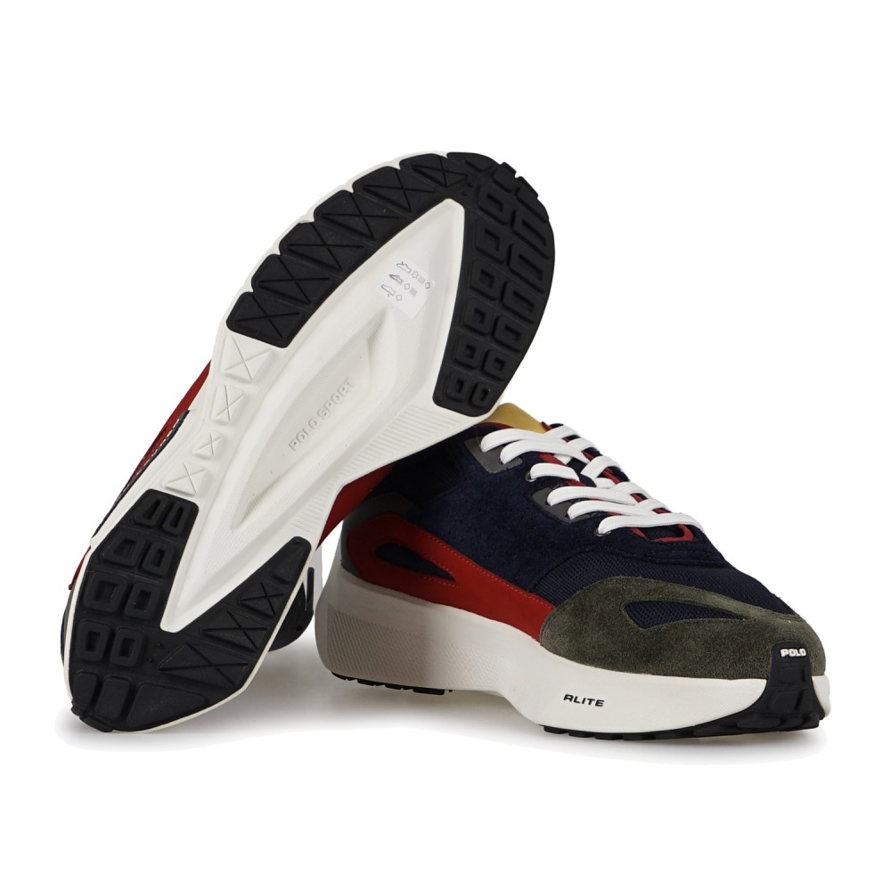Polo Ralph Lauren - Sneakers Boerum blu in maglia camoscio per uomo |