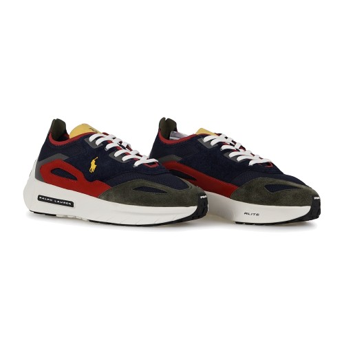 Polo Ralph Lauren - Sneakers Boerum blu in maglia camoscio per uomo | 2