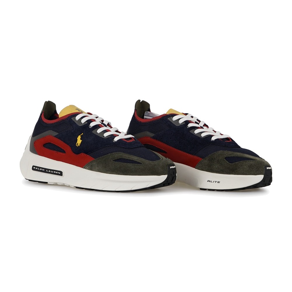 Polo Ralph Lauren - Sneakers Boerum blu in maglia camoscio per uomo |