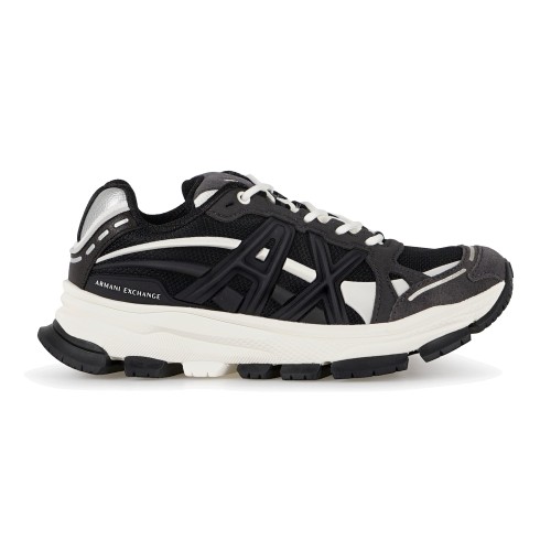 Armani Exchange - Sneakers multicolore in mesh e camoscio con patch logo