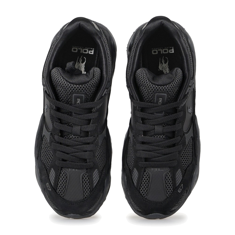 Polo Ralph Lauren - Sneakers Trackster 300 nera in pelle per uomo | 809p1575001