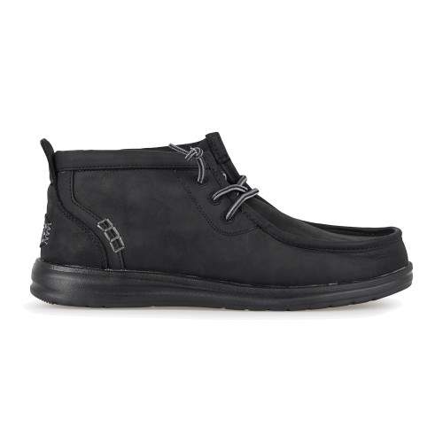 Hey Dude - Stivaletto Wally Mid GripR Leather nero in pelle per uomo |
