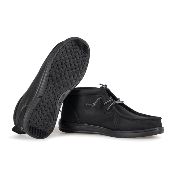 Hey Dude - Stivaletto Wally Mid GripR Leather nero in pelle per uomo |