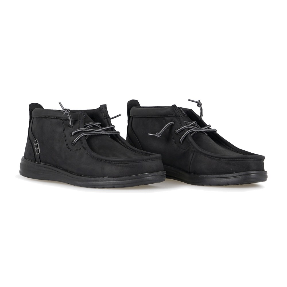 Hey Dude - Stivaletto Wally Mid GripR Leather nero in pelle per uomo |