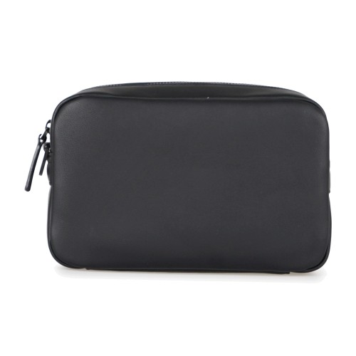 Armani Exchange - Beauty case nero effetto pelle logo rilievo per uomo | 2