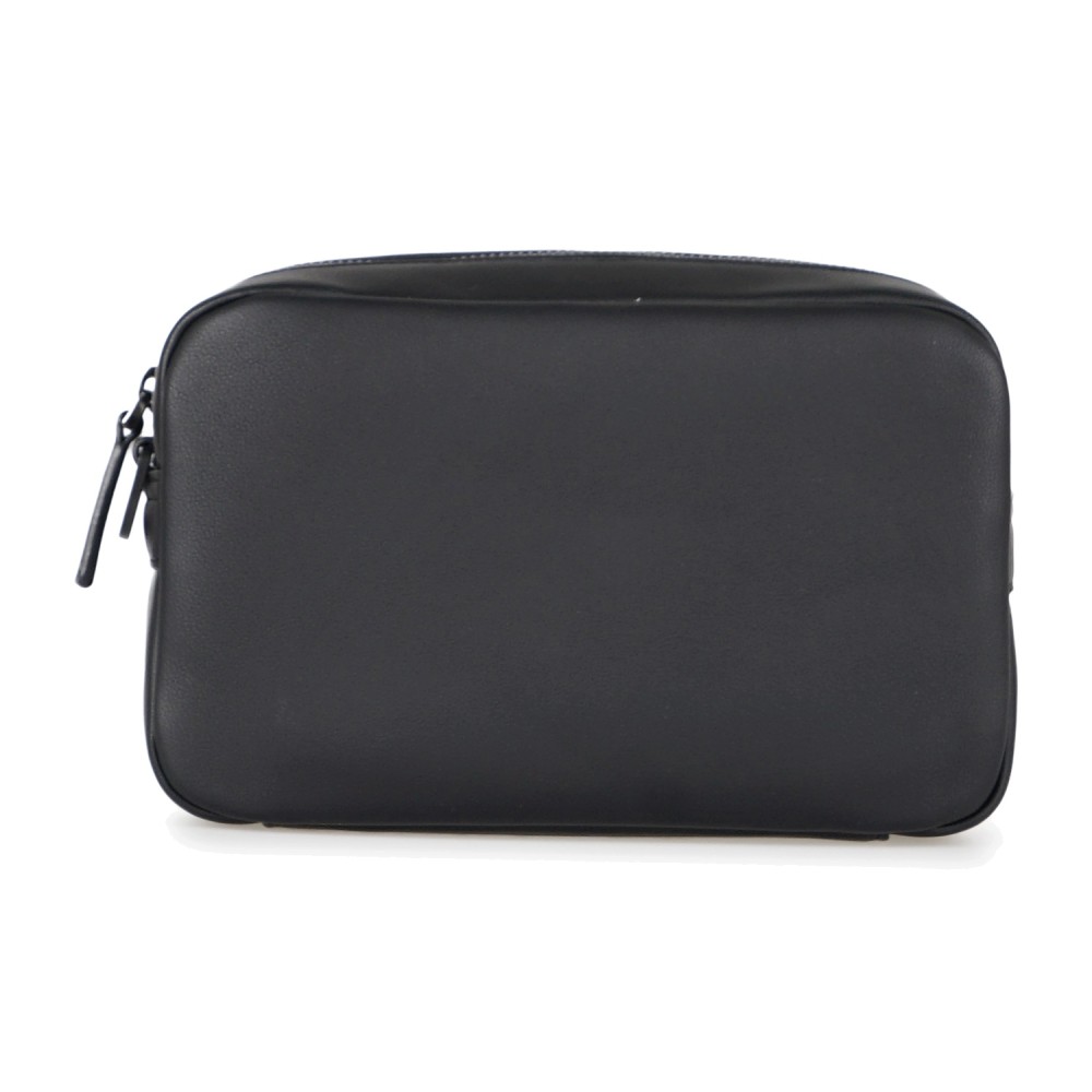 Armani Exchange - Beauty case nero effetto pelle logo rilievo per uomo |