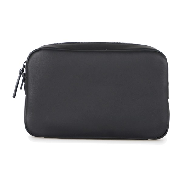 Armani Exchange - Beauty case nero effetto pelle logo rilievo per uomo |