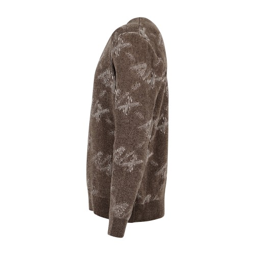 Armani Exchange - Maglione girocollo beige con lavorazione jacquard macro logo 2