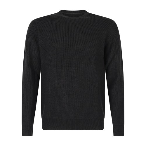 Markup - Maglione girocollo nero a costa inglese regular fit per uomo |